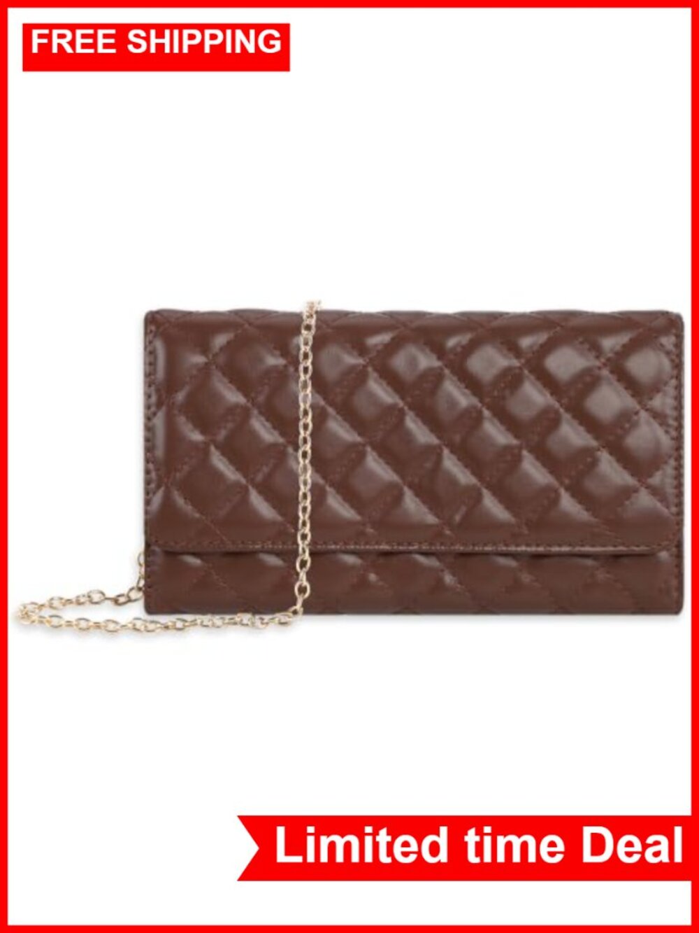 U+U Faux Leather Crossbody Bag Clutch Purse Chain Card Slots
